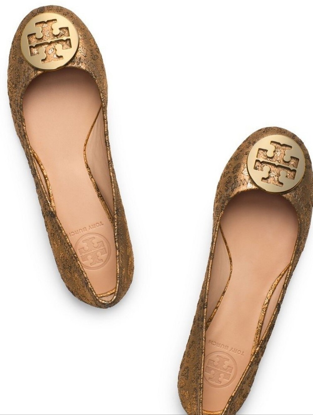 Tory Burch Reva Ballet Flats Powdered Cheetah Print Bronze Size 10.5